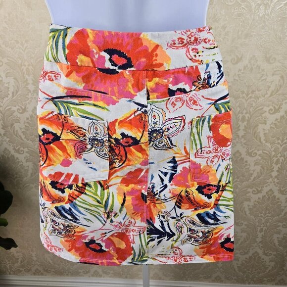 Soft Surroundings Size Large Floral Skort Elastic Pull On Style Back Pockets - Picture 4 of 13